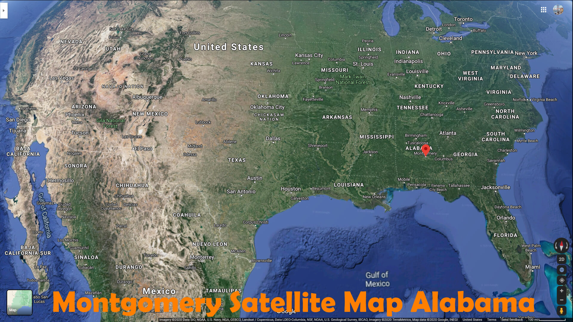 Montgomery Satellite Carte Alabama